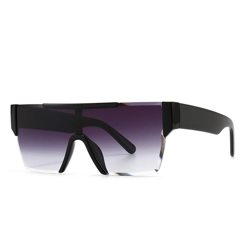Damen Übergroße Quadratische Shield Sonnenbrille PC Rahmen PC Gläser UV400 Schutz Einteiliges Flaches Top Gradient Trend