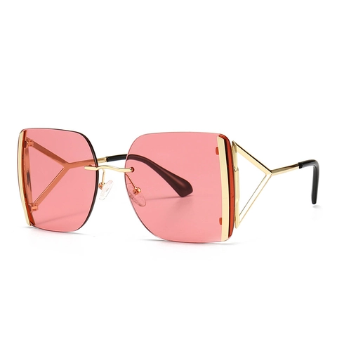Lunettes de Soleil Carrées Surdimensionnées pour Femmes Monture en Métal Creux Géométrique Rétro Moderne Verres Dégradés UV400