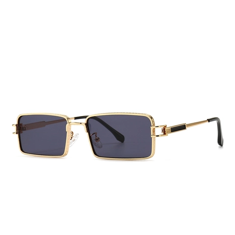 Rectangular Sunglasses Metal Frame PC Gradient Lens UV400 Protection Retro Punk Industrial Style For Men Women Trendy