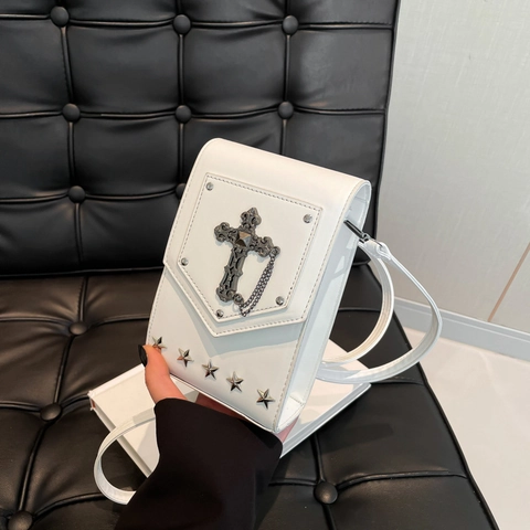 Borsa A Tracolla Gotica In Pelle PU Con Croce E Borchie A Stella Punk Piccola Borsa A Spalla Da Donna