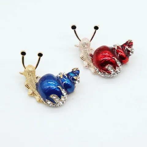 Broche Épinglette Vintage Mignon Forme d'Escargot en Alliage Émaillé Avec Décoration en Strass pour Femme Bijoux de Mode Cadeau