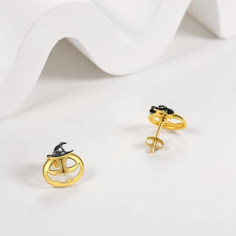 Kürbis Ohrstecker Mit Zirkon Hexenhut Vergoldetes Kupfer Und Silber Ohrstecker Halloween Schmuck Für Damen