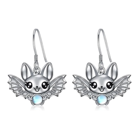 Süße Fledermaus Ohrhänger Mit 925 Sterling Silber Ohrstecker Vintage Mondstein Halloween Schmuck Für Damen Filigran