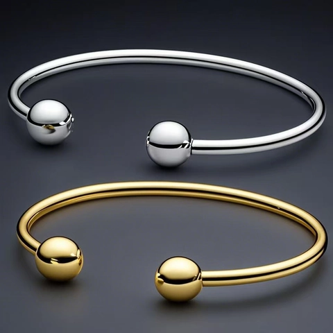 Minimalistische Roestvrijstalen Open Armring Met Dubbele Ballen Gepolijst Geometrische Verstelbare Bangle Voor Dames