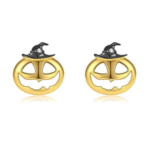 Kürbis Ohrstecker Mit Zirkon Hexenhut Vergoldetes Kupfer Und Silber Ohrstecker Halloween Schmuck Für Damen