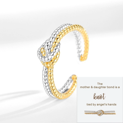Bicolor Twisted Rope Knot Open Ring For Women Adjustable Eco Friendly Copper Jewelry Elegant Minimalist Design