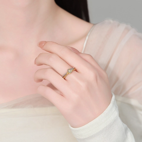 Bicolor Twisted Rope Knot Open Ring For Women Adjustable Eco Friendly Copper Jewelry Elegant Minimalist Design