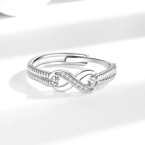 Anillo Símbolo Infinito Ajustable Cobre Circonita Cúbica Pavé Banda Retorcida Joyería De Moda Regalo Para Mujeres Compromiso
