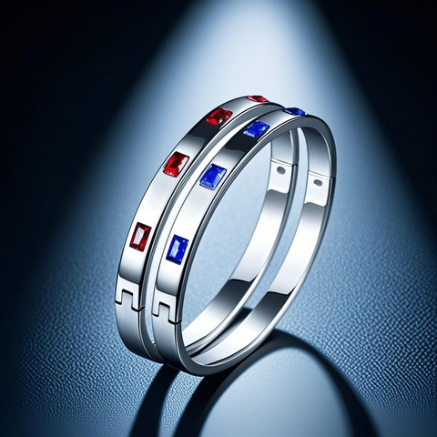 Brazalete De Acero Inoxidable Con Piedras De Circonita Rectangulares Bisagra Joyería Geométrica Para Mujeres Hombres