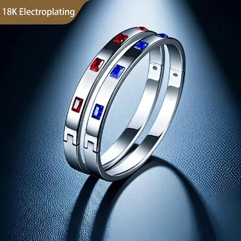 Bracciale Rigido In Acciaio Inossidabile Con Zirconi Cubici Colorati Rettangolari Gioielli Di Lusso Minimalisti Da Donna