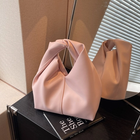 Borsa A Mano Da Donna In Pelle PU Con Manico A Nodo Minimalista Pieghettata Nuvola Chic Design Di Nicchia