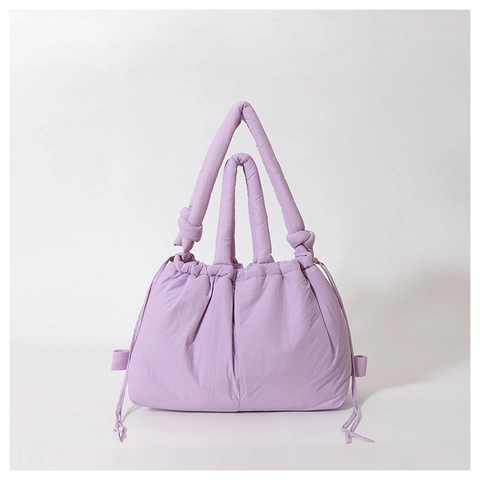 Borsa a Spalla Imbottita in Nylon da Donna Grande Capacità Borsa Tote Nuvola Con Coulisse Per Shopping Quotidiano Casual Moda