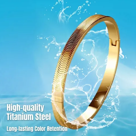 Brazalete De Bisagra De Acero Inoxidable Textura Con Patrón De Ondas Joyería De Moda Minimalista Para Hombre Mujer