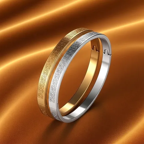 Bracciale Rigido In Acciaio Inossidabile Motivo A Nido D Ape Esagonale Chiusura A Cerniera Gioiello Minimalista