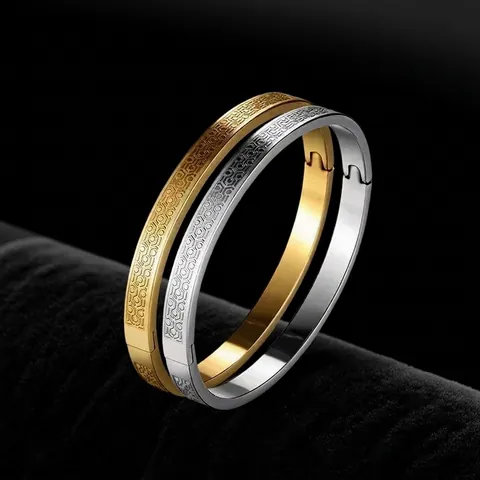 Brazalete De Acero Inoxidable Pulsera Geométrica Patrón De Panal Hexagonal Joyería Minimalista Con Bisagra Para Mujer Hombre