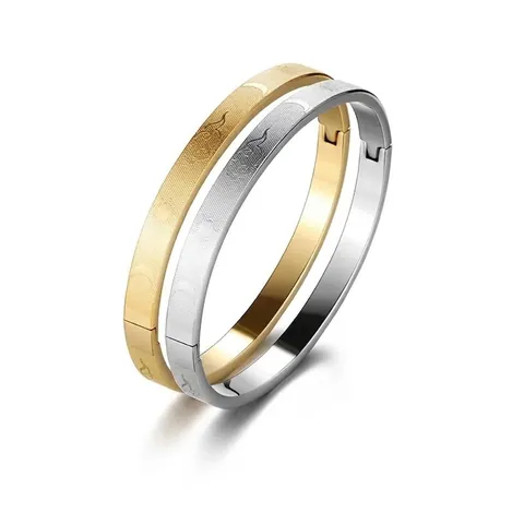 Bracciale Rigido In Acciaio Inossidabile Inciso Sole Luna Nuvola Opaco Acciaio Al Titanio Chiusura Laterale Gioielli Uomo Donna