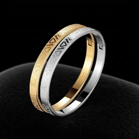 Brazalete Para Hombre De Acero Inoxidable Patrón Triangular Geométrico Cierre De Bisagra Joyería Punk Minimalista