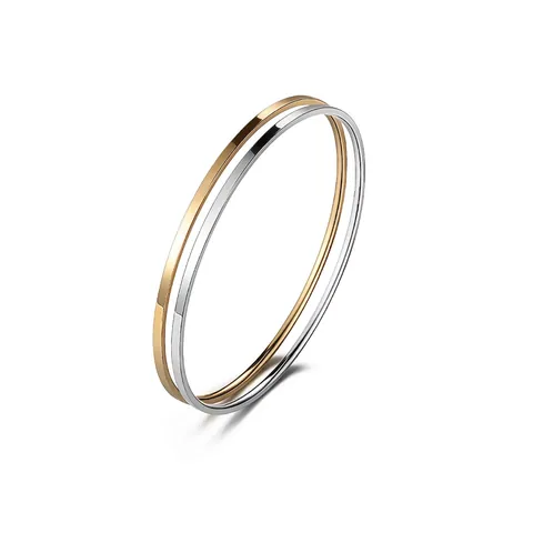 Bracciale Rigido Minimalista In Acciaio Inossidabile Lucido Chiusura In Acciaio Al Titanio Gioielli Di Moda