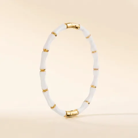Bamboo Joint Bangle Bracelet Stainless Steel Enamel Waterproof Non Fading Gold Plated Trendy Fashion Jewelry For Women