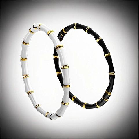 Fashion Bamboo Joint Stainless Steel Enamel Bangle For Women Gold Plated Geometric Jointed Bracelet Jewelry Gift