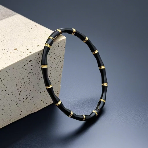 Pulsera De Bambú Acero Inoxidable Esmalte Simple Diseño De Nicho De Moda Joyería Para Mujeres
