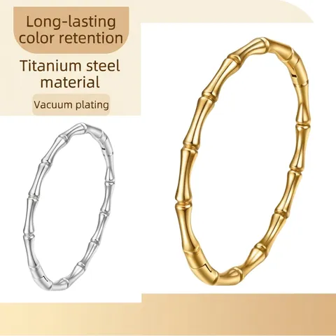 Bamboo Joint Bangle Bracelet Stainless Steel 18K Gold Plated Enamel Oil Drop Elegant Fashion Jewelry For Women
