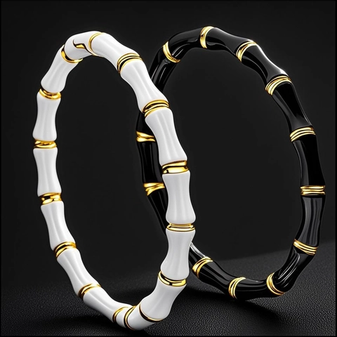 Minimalist Stainless Steel Bamboo Joint Bangle For Men Women Gold Silver Plated Enamel Drip Glue Geometric Bracelet Jewelry