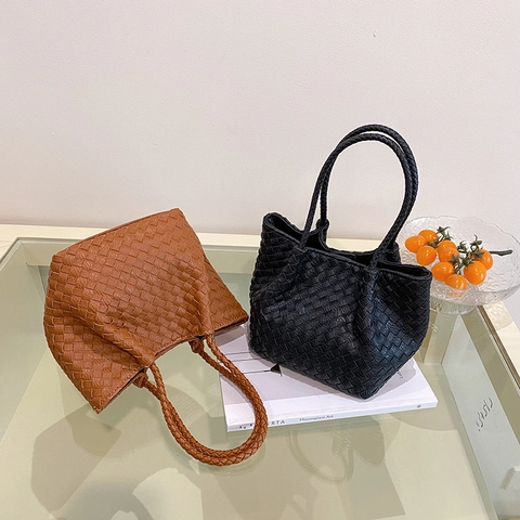 Damen Gewebte Tragetasche PU Leder Handtasche Intrecciato Korb Tasche Mit Innentasche Elegant Täglich Pendeln Vielseitig