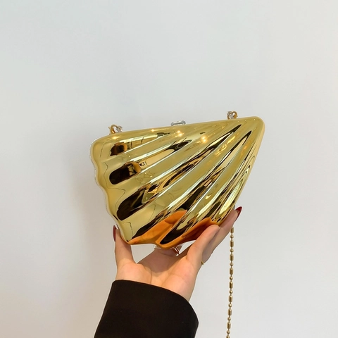 Bolso De Noche Para Mujer Con Forma De Concha Cartera Rígida De Acrílico Bolso Bandolera Espejo Metálico Fiesta Boda Nicho