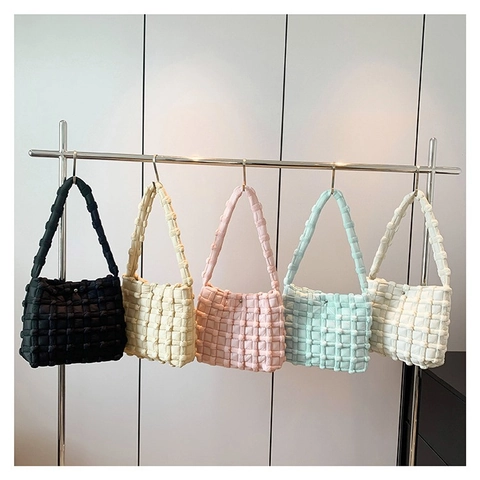 Gesteppte Puff Schultertasche Für Damen Große Kapazität Gewebte Bubble Cloud Unterachsel Tote Leichte Nylon Hobo Tasche