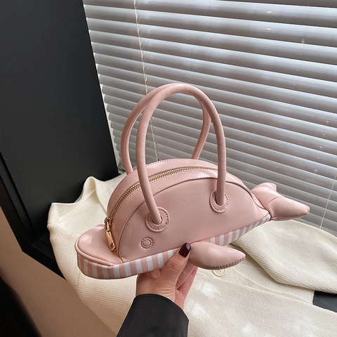 Borsa A Mano A Forma Di Balena Pelle PU Borsa A Tracolla Animale Creativa Con Catena Motivo A Righe Per Donne Ragazze Novità