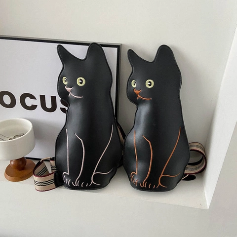 Borsa Tracolla Gatto Carina Pelle PU Ricamata Novità Borsa Petto Spalla Con Tracolla Regolabile A Righe Per Donna