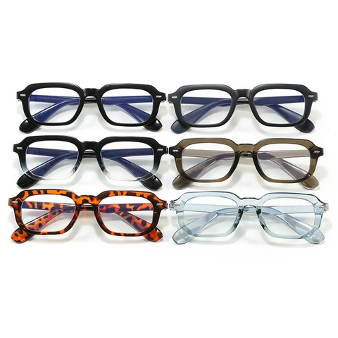 Occhiali Anti Luce Blu Con Montatura Grande Quadrata Retro Decorazione Con Borchie Occhiali Moda Montatura PC Universale