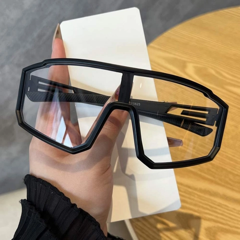 Übergroße Sportsonnenbrille UV400 Shield Linse Kunststoffrahmen Radsport Brille Winddicht Outdoor Trendy Herren Damen