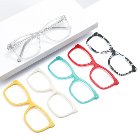 Magnetic Interchangeable Eyewear Frame Square TR90 PC Transparent Colorful Fashion Decorative Glasses Women Men