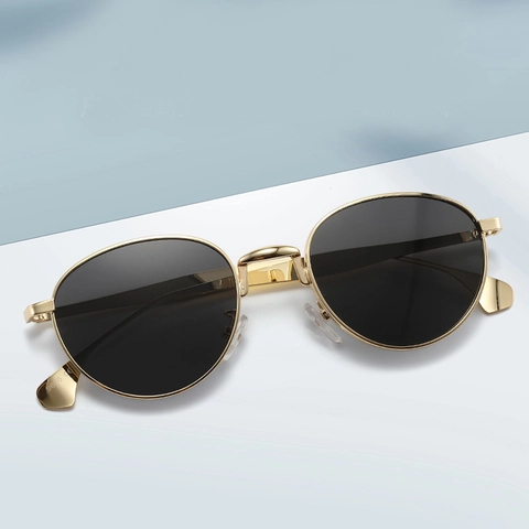 Lunettes De Soleil Ovales Rétro Monture En Métal Protection UV400 Verres PC Mode Vintage Unisexe