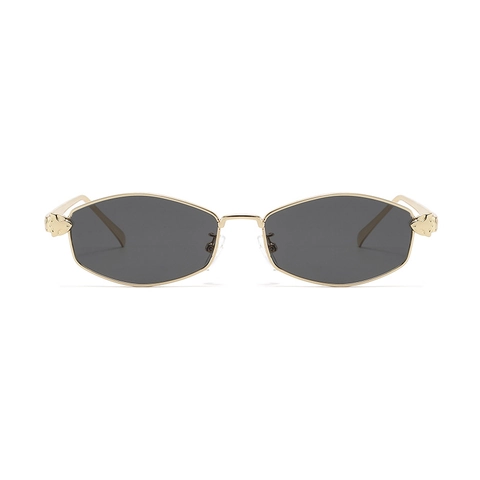 Retro Hexagon Sunglasses Metal Frame Leopard Head Decoration Small Polygon UV400 Fashion Eyewear Unisex