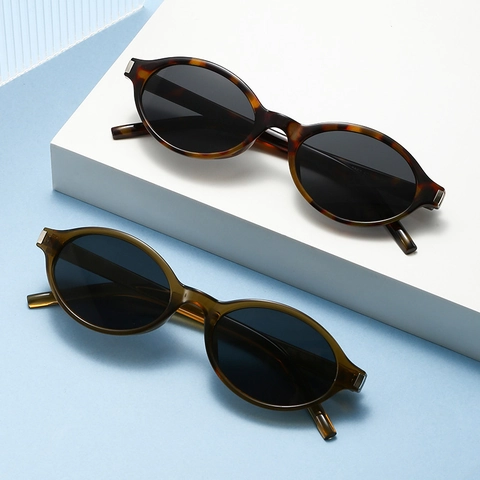 Retro Oval Sunglasses Vintage PC Frame UV400 Protection Metal Decoration Trendy Eyewear For Women Men