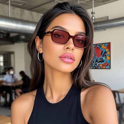 Gafas De Sol Cuadradas Pequeñas Retro Para Mujeres Hombres Montura Plástico UV400 Decoración Remaches Chic