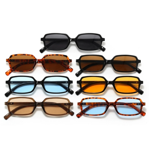 Retro Square Small Frame Sunglasses For Women Vintage Y2K Rectangle Resin Frame UV400 Sun Glasses With Metal Rivet