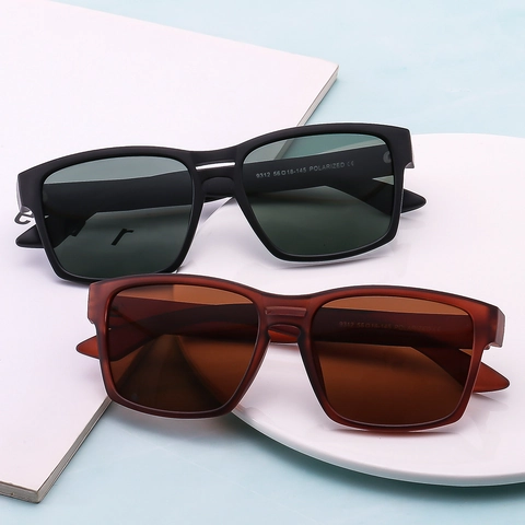 Gafas De Sol Polarizadas Hombres Montura De Plástico PC Cuadradas Protección UV400 Conducir Ciclismo Deportes Al Aire Libre