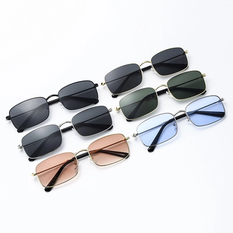 Vintage Rechteckige Sonnenbrille Metallrahmen Klassisch Retro UV400 Schutz Mode Brillen Unisex