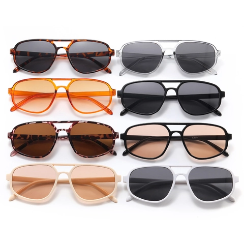 Aviator Sunglasses Double Bridge Retro UV400 Fashion Plastic Frame Unisex Oversized Outdoor Eyewear Fashionable Shades