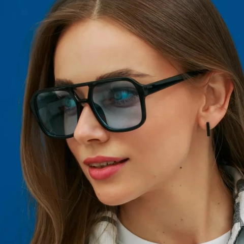 Fashion Vintage Square Sunglasses Dual Bridge Plastic Frame UV Protection Unisex Shades Eyewear