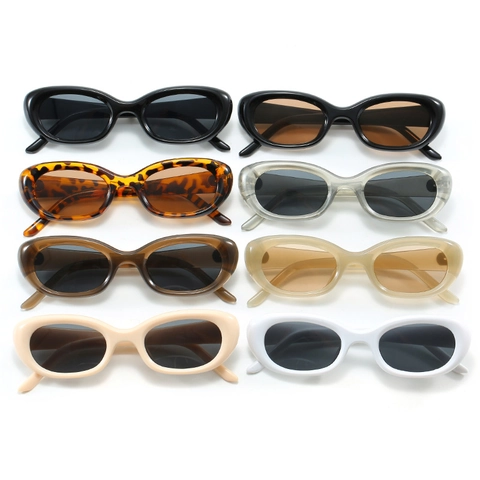 Vintage Oval Sunglasses Small Frame For Women Unisex UV Protection Plastic Frame Fashion Shades For Outdoor Travel