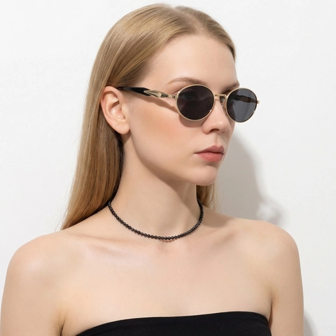 Occhiali Da Sole Ovali Retro Montatura In Metallo Protezione UV400 Anti Luce Blu Moda Per Donne Uomini