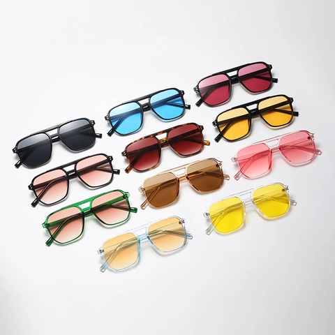 Occhiali Da Sole Aviator Retrò Montatura In Plastica Doppio Ponte Protezione UV400 Occhiali Oversize Unisex