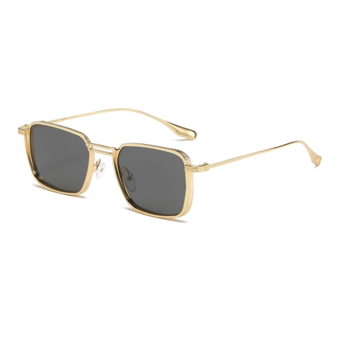 Retro Rectangular Sunglasses Vintage Metal Frame UV400 Protection Small Square Gear Texture Trendy Eyewear For Men Women