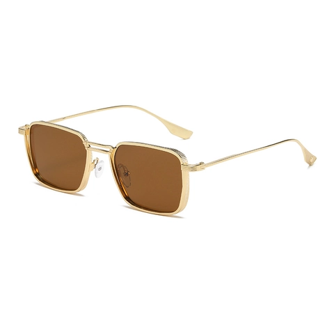 Retro Rectangular Sunglasses Vintage Metal Frame UV400 Protection Small Square Gear Texture Trendy Eyewear For Men Women