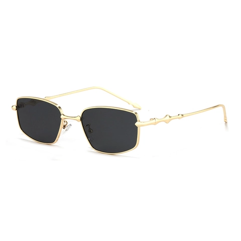 Sunglasses Retro Square Metal Frame UV Protection Fashion Eyewear With Bamboo Joint Temples For Men And Women